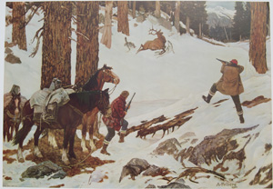 hunters buck wolves in snow